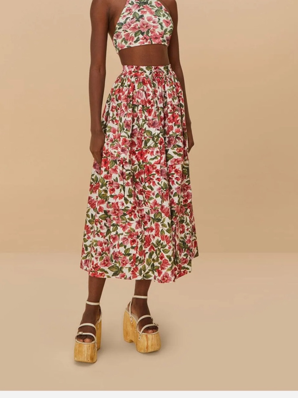 Basically new Farm Rio bougainvillea maxi skirt